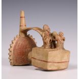 Peru, Lambayeque, a double chamber stirrup-spout vessel, 800-1200 AD