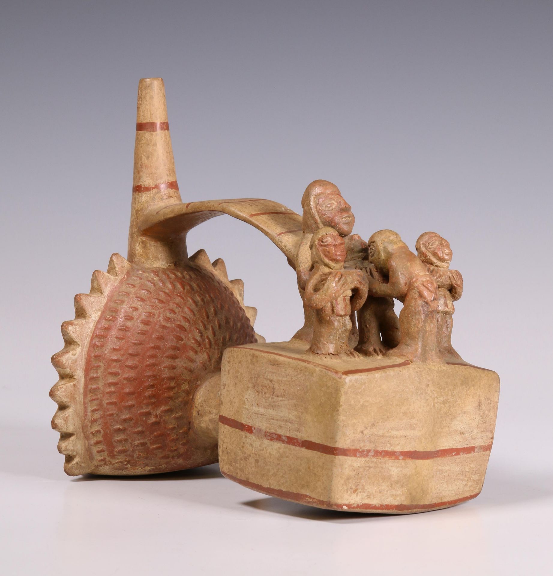 Peru, Lambayeque, a double chamber stirrup-spout vessel, 800-1200 AD