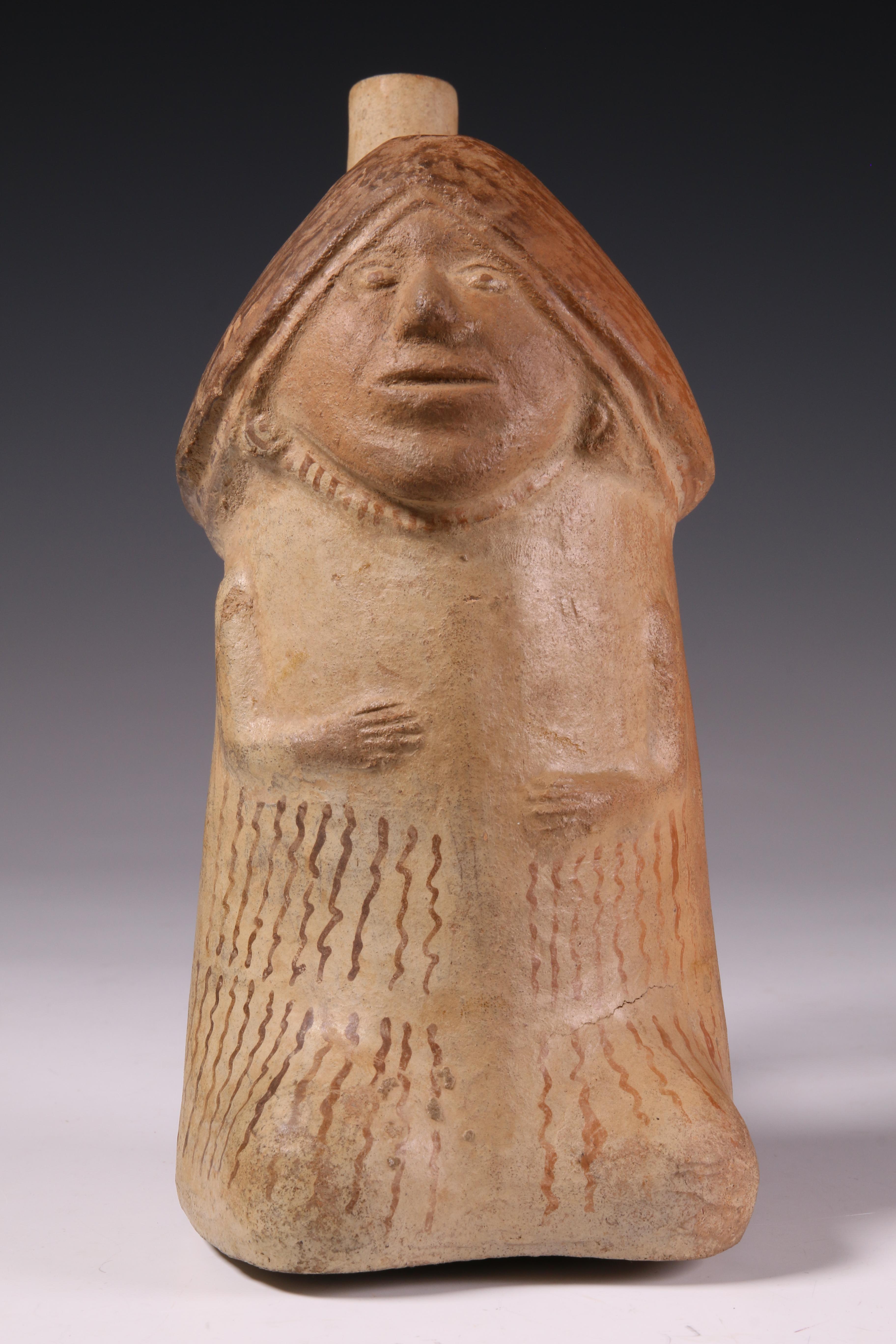 Peru, Moche, terracotta stirrup-spout vessel in the shape of a phallus figure, 500-800 AD - Image 6 of 14