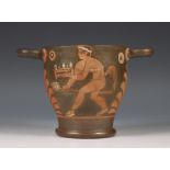 Apulia earthenware skyphos, ca. 300 BC.