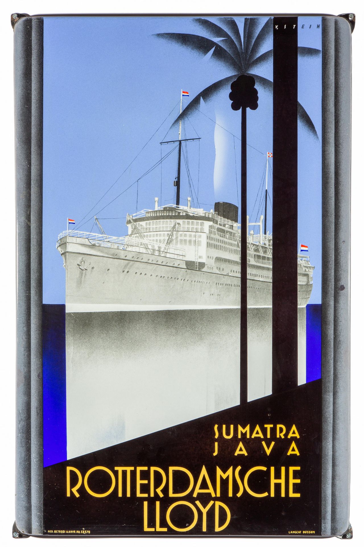 Johann Anton Willebrord von Stein (1886-1965), Emaille plaquette 'Sumatra Java Rotterdamsche Lloyd',