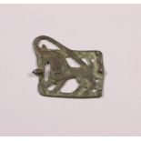 Parthian bronze belt buckle, Iran-Iraq, ca. 150 BC - 250 AD.