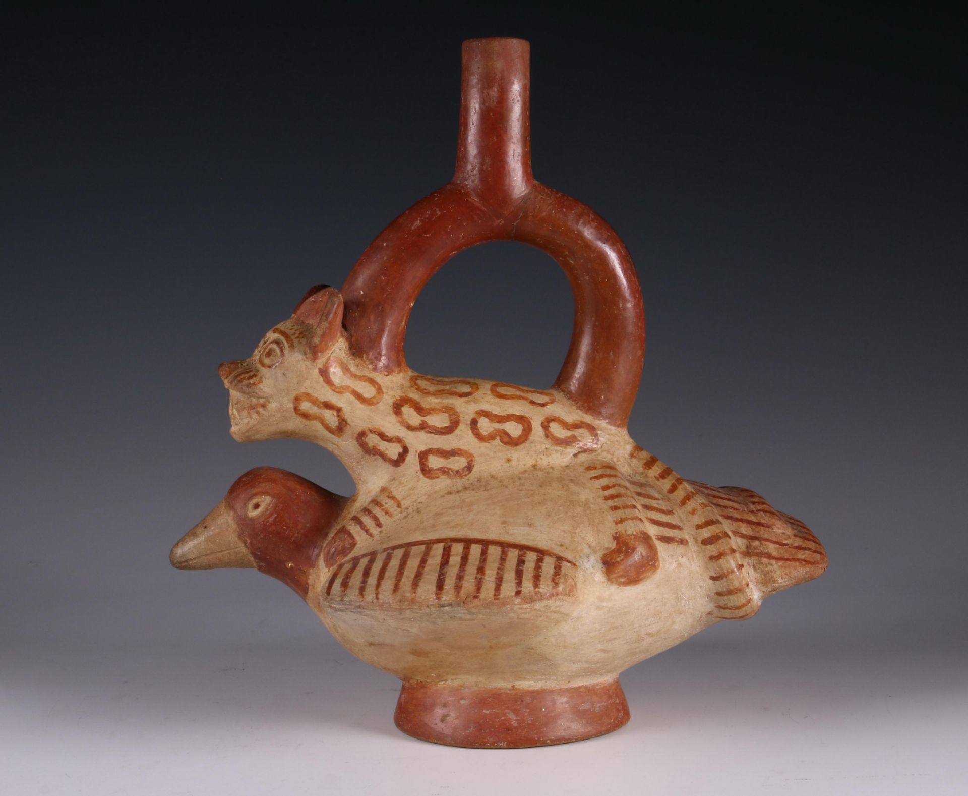 Peru, Moche, a stirrup-spout vessel, 500-800 AD, - Image 3 of 8