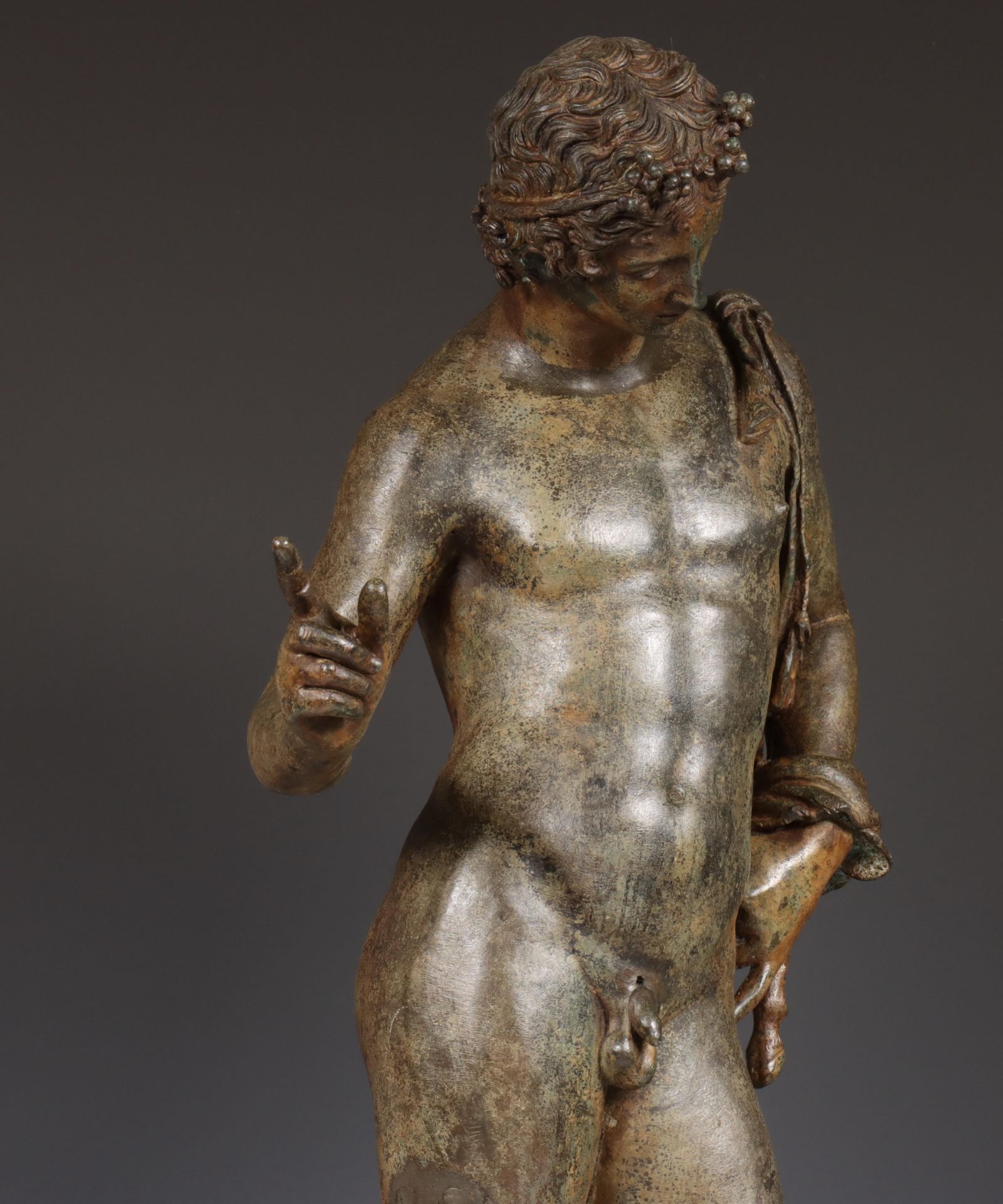 Italië, grand tour, bronzen gepatineerd sculptuur, Narcissus, 19e eeuw. - Bild 3 aus 10