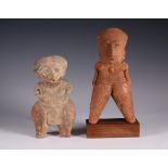 Mexico, Nayarit, a terracotta standing figure and Chinesco, a standing figure. Both possibly from th