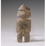 Southwest Mexico, Mezcala Guerrero, standing figure, stone on a stand, ca. 200 AD.
