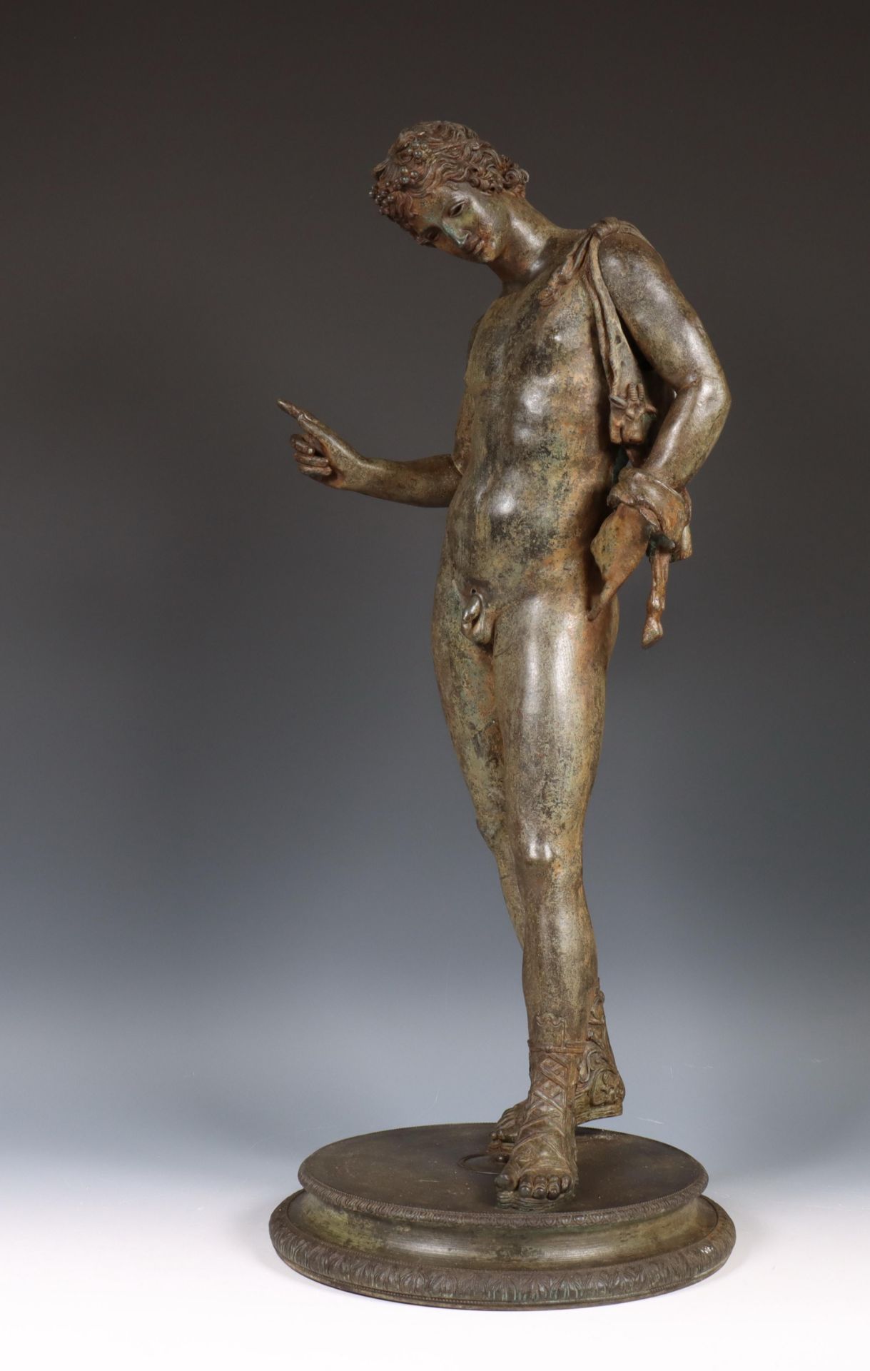 Italië, grand tour, bronzen gepatineerd sculptuur, Narcissus, 19e eeuw. - Bild 4 aus 10