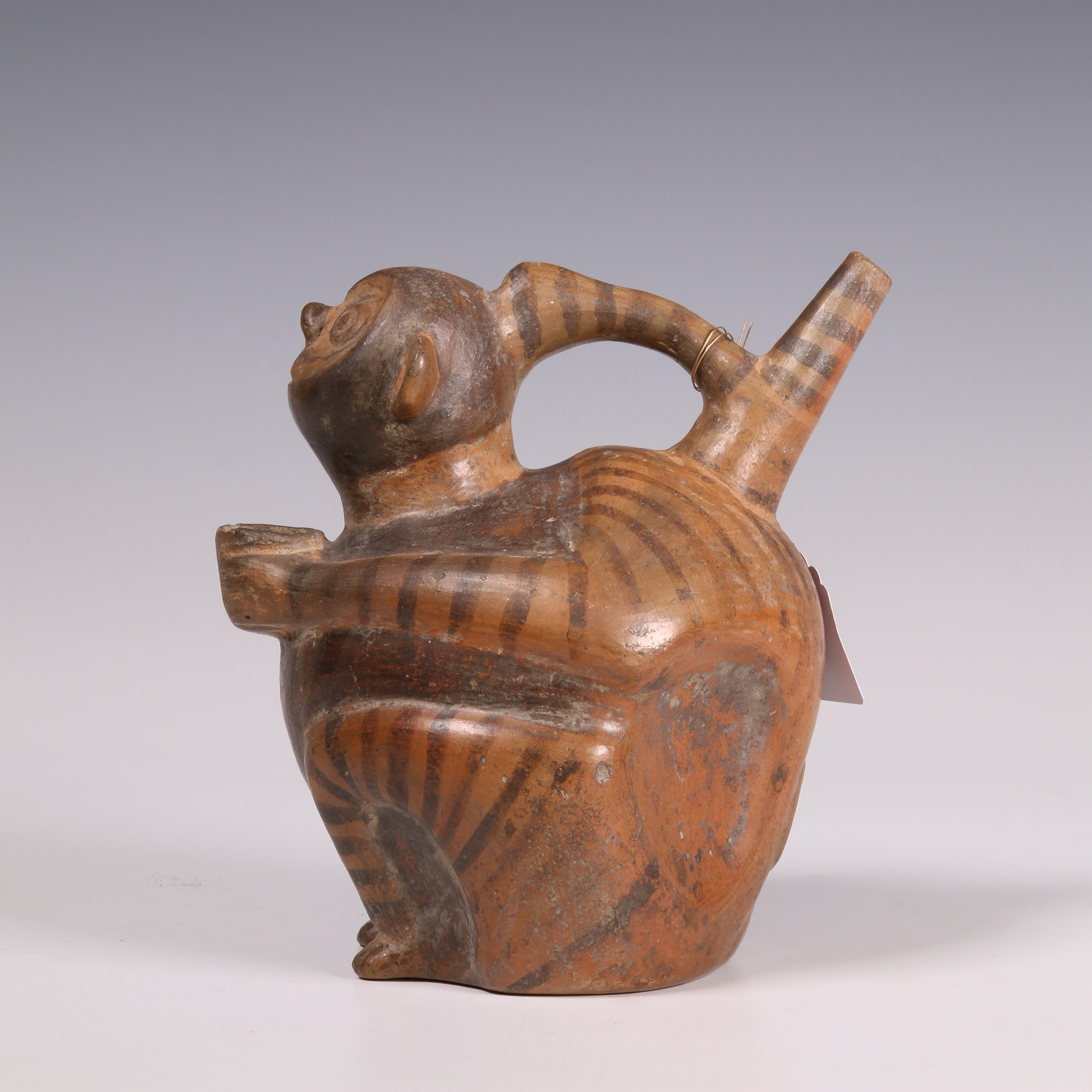 Peru, earthenware spout vessle-flute, Viru culture, ca. 400-600 AD; - Image 6 of 6