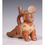 Peru, Moche, a terracotta stirrup-spout vessel, 200-700 AD,