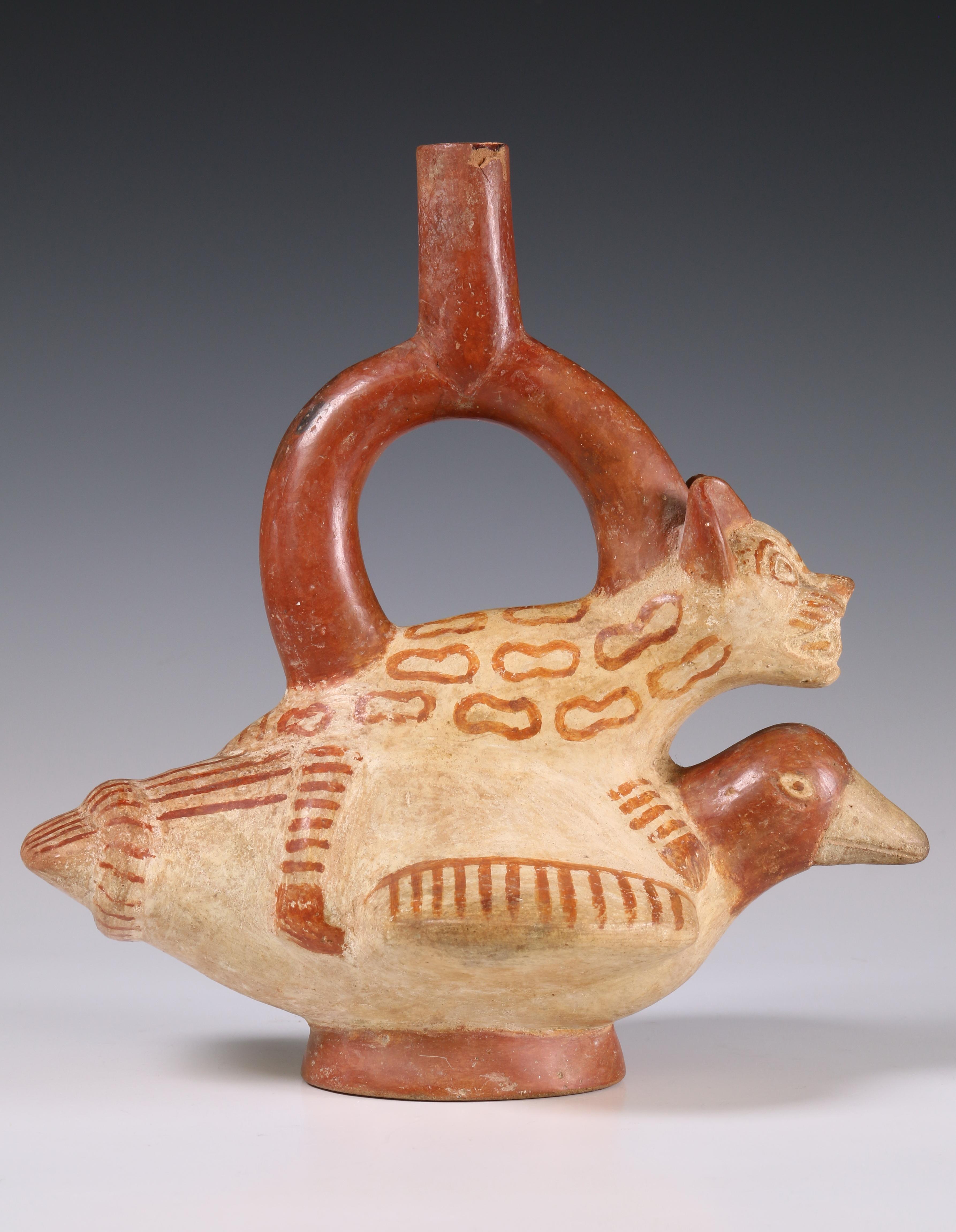 Peru, Moche, a stirrup-spout vessel, 500-800 AD, - Image 5 of 8