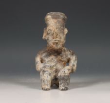 West Mexico, Jalisco, seated figure in black stoneware, 300-500 AD.