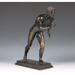 Italië, zwart gepatineerde bronzen Grand Tour sculptuur, 'Griekse atleet, 1907.