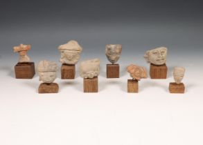Collection of eight terracotta and stoneware bust aot Teotihuacan