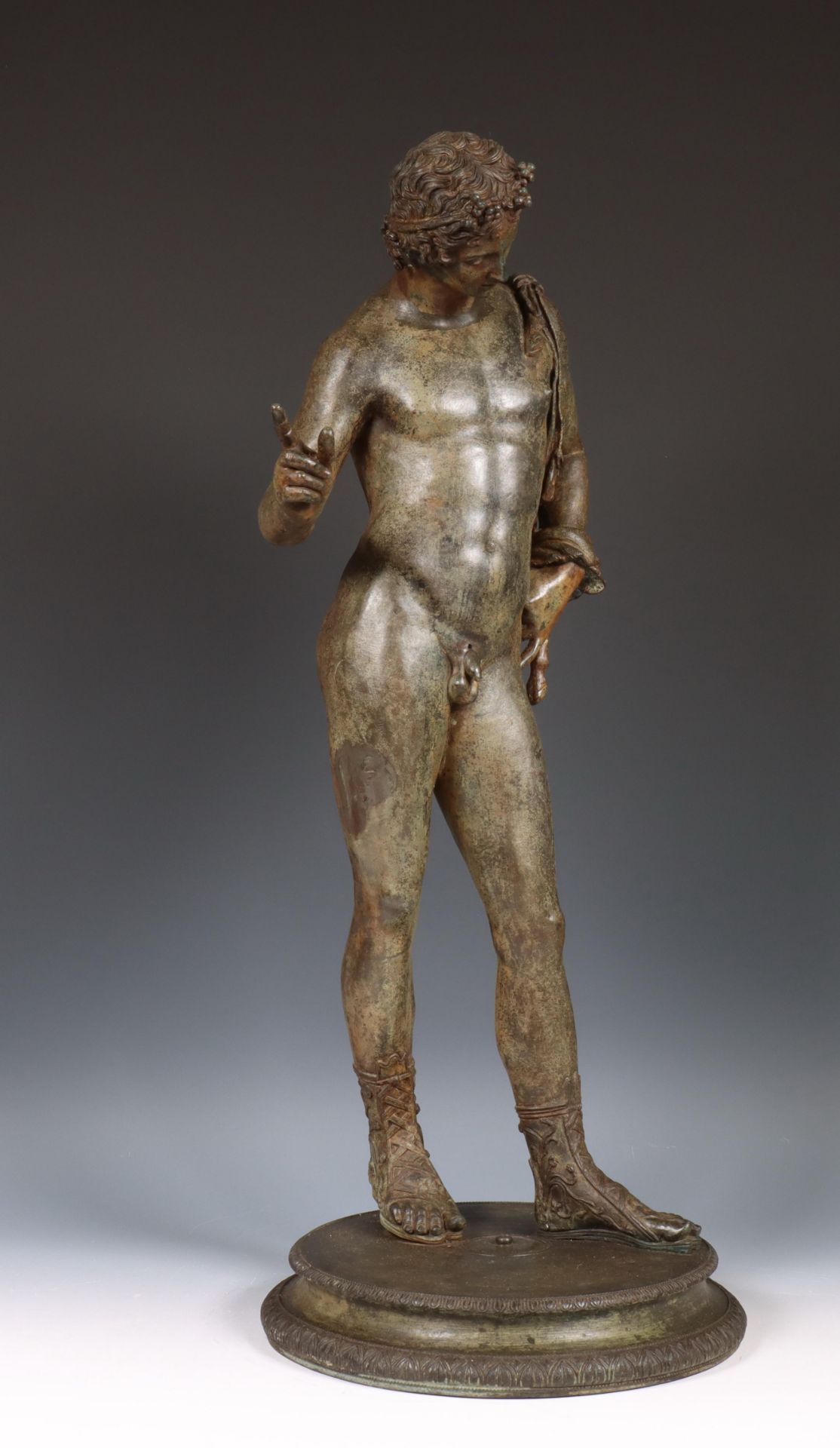 Italië, grand tour, bronzen gepatineerd sculptuur, Narcissus, 19e eeuw. - Bild 2 aus 10