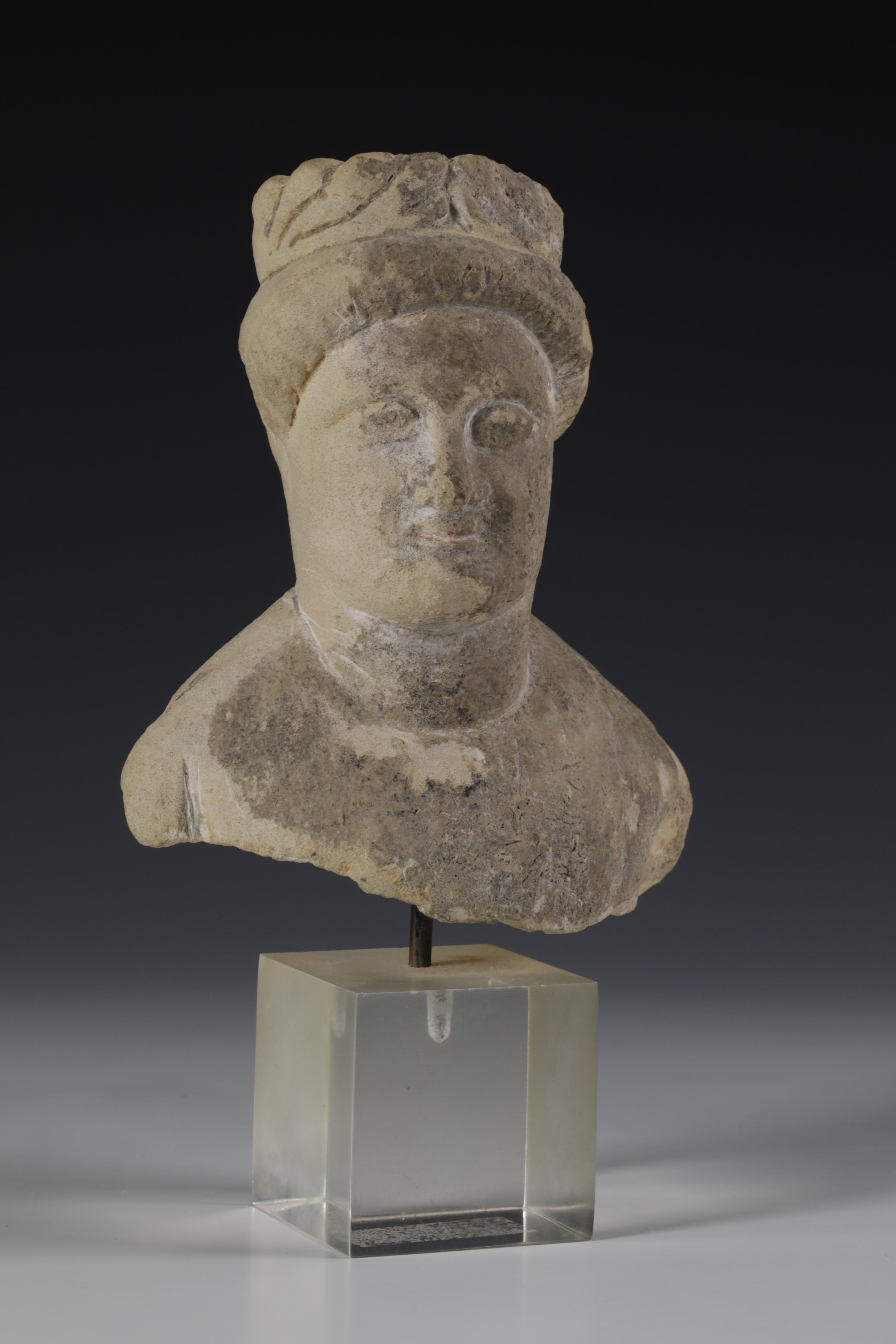 Cyprus, limestone head of a young man, ca. 5th Century BC.,