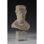 Cyprus, limestone head of a young man, ca. 5th Century BC.,