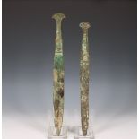 Luristan, two bronze ceremonial daggers, ca. 800 BC.