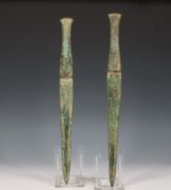 Luristan, two bronze ceremonial daggers, ca. 8th century BC.