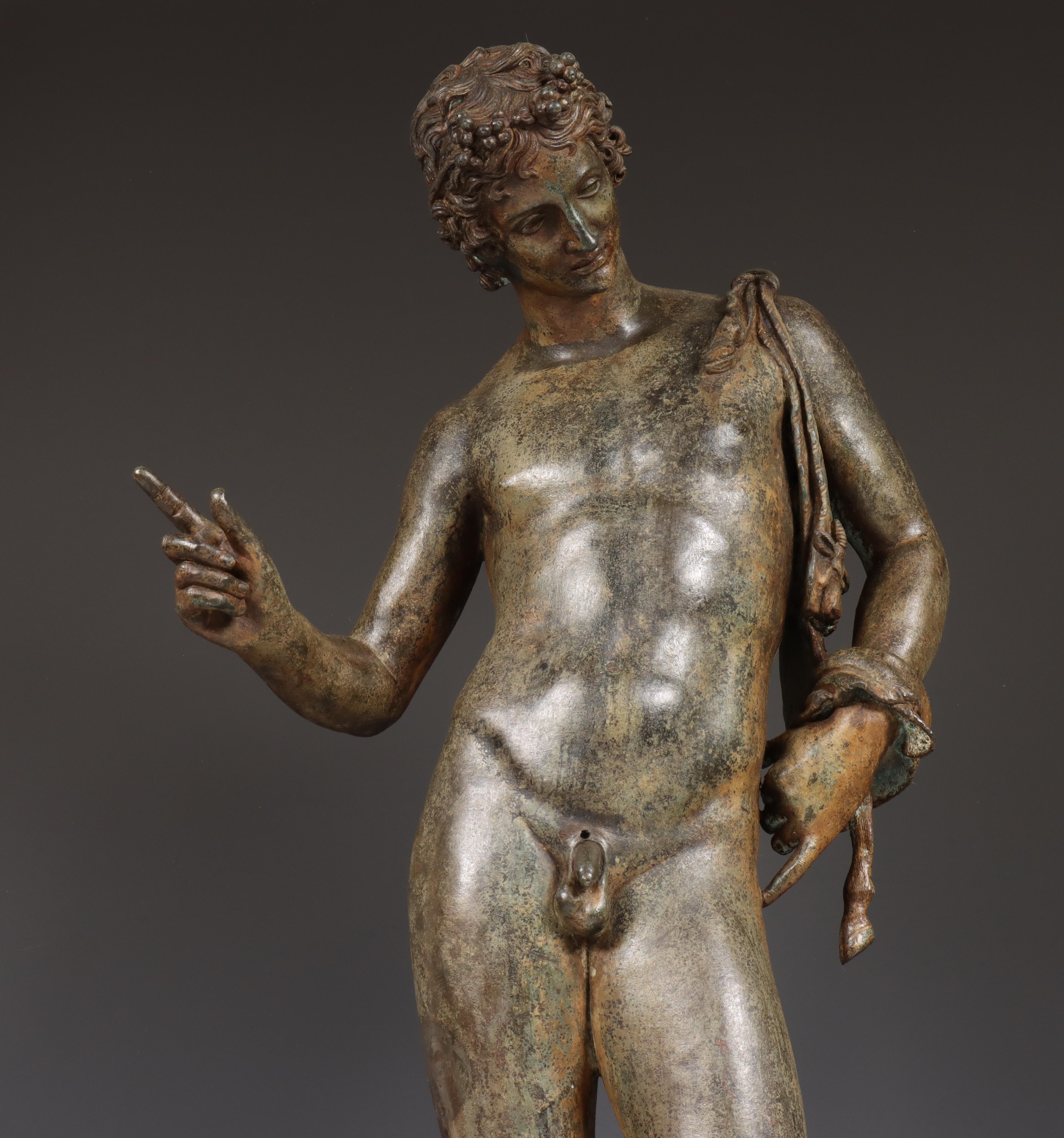 Italië, grand tour, bronzen gepatineerd sculptuur, Narcissus, 19e eeuw. - Image 7 of 10