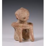 West-Mexico, Nayarit, terracotta seated figure with crossed arms in Chinesco style, 200 BC - 100 AD.