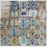 Diverse blauw en polychroom aardewerk tegels, vroeg 17e eeuw;