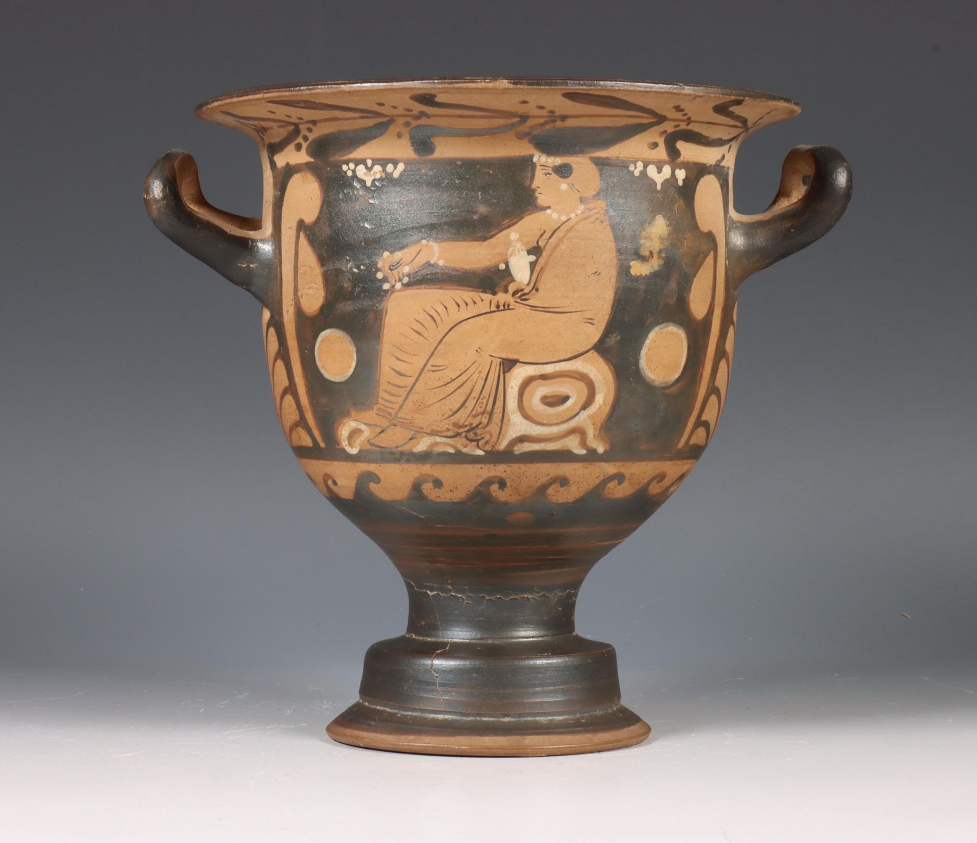 Apulia, small earthenware krater, ca. 300 BC.