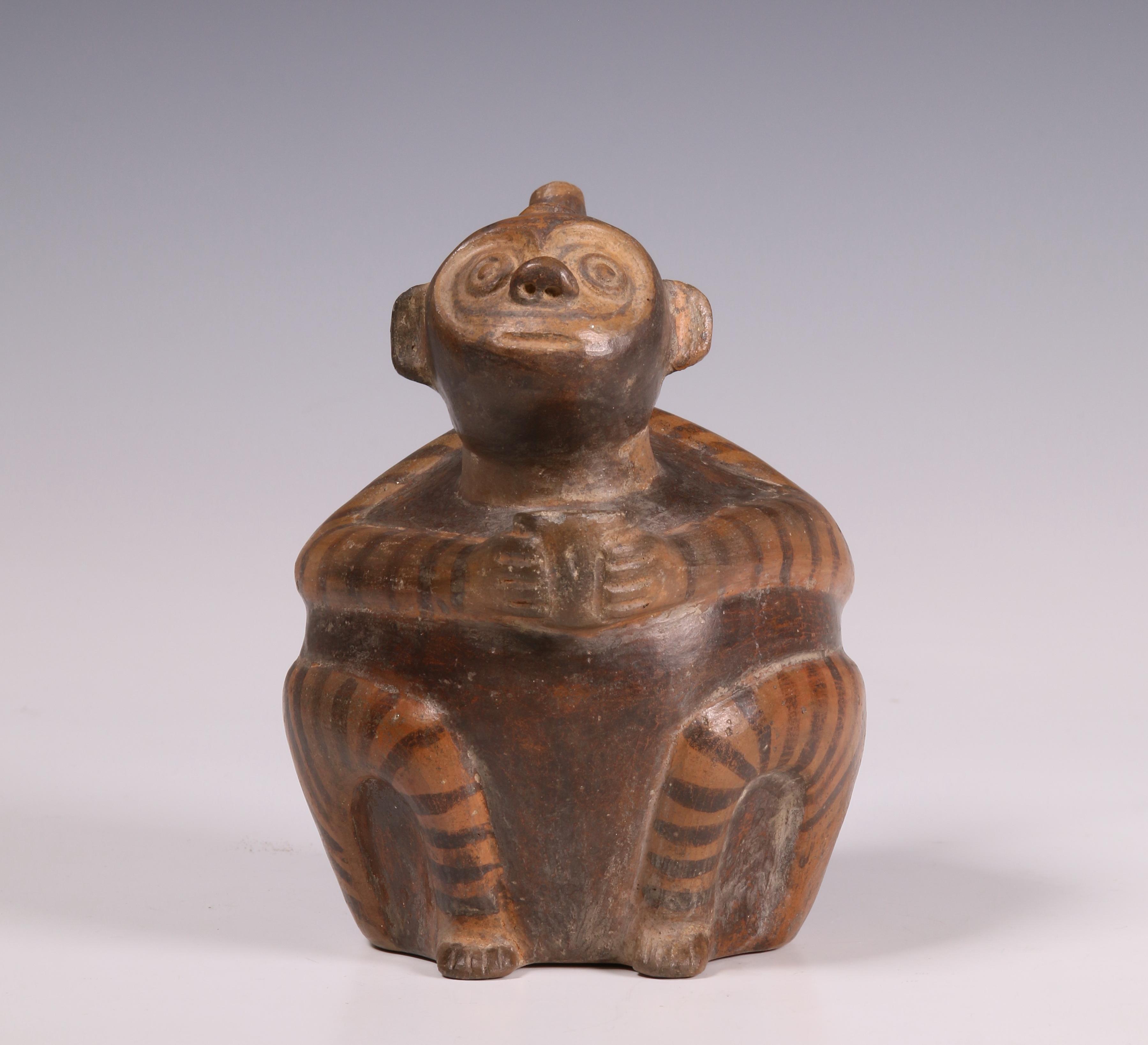 Peru, earthenware spout vessle-flute, Viru culture, ca. 400-600 AD; - Image 3 of 6