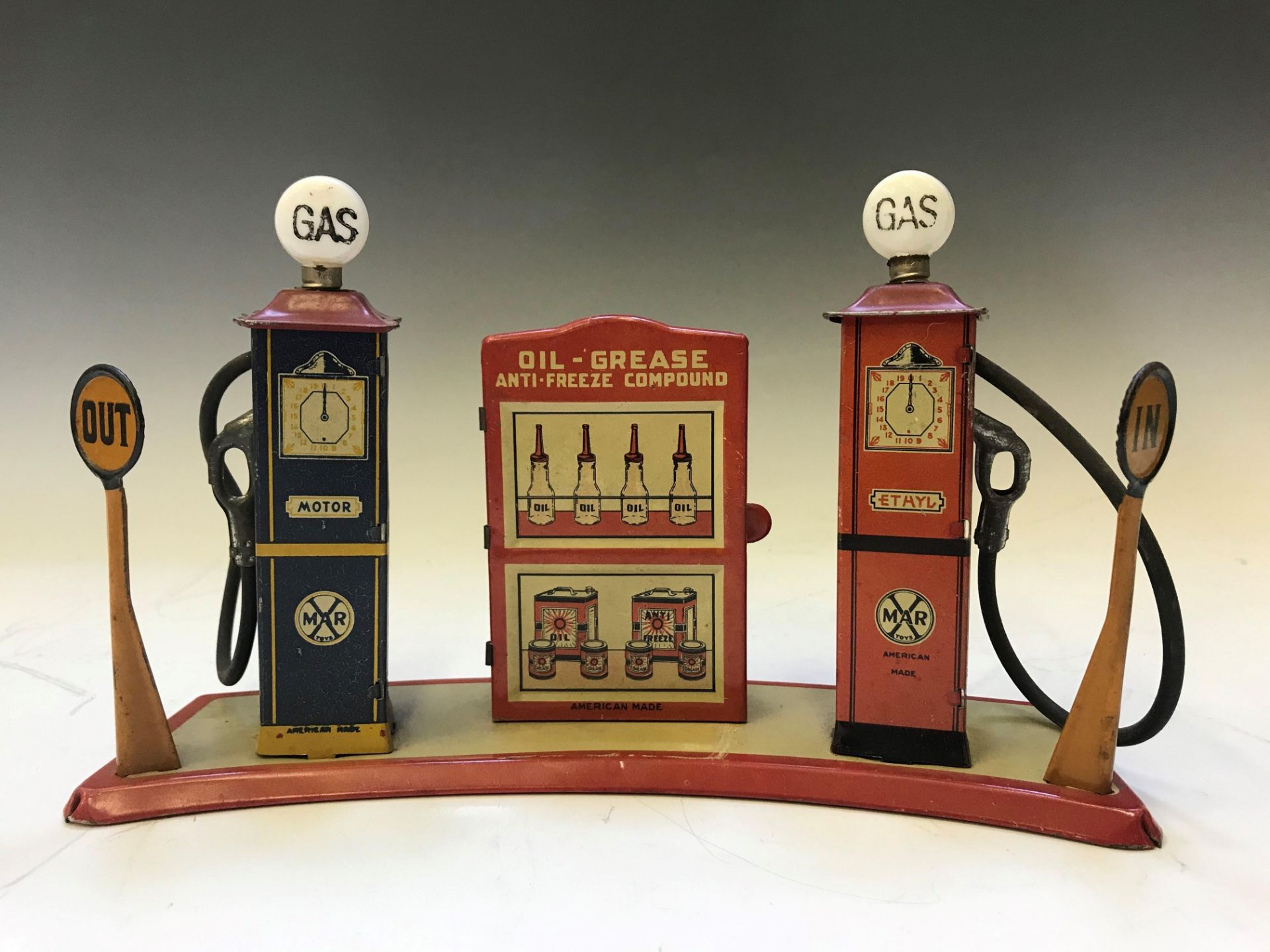 USA, dubbele benzinepomp, Marx Toys, ca. 1930