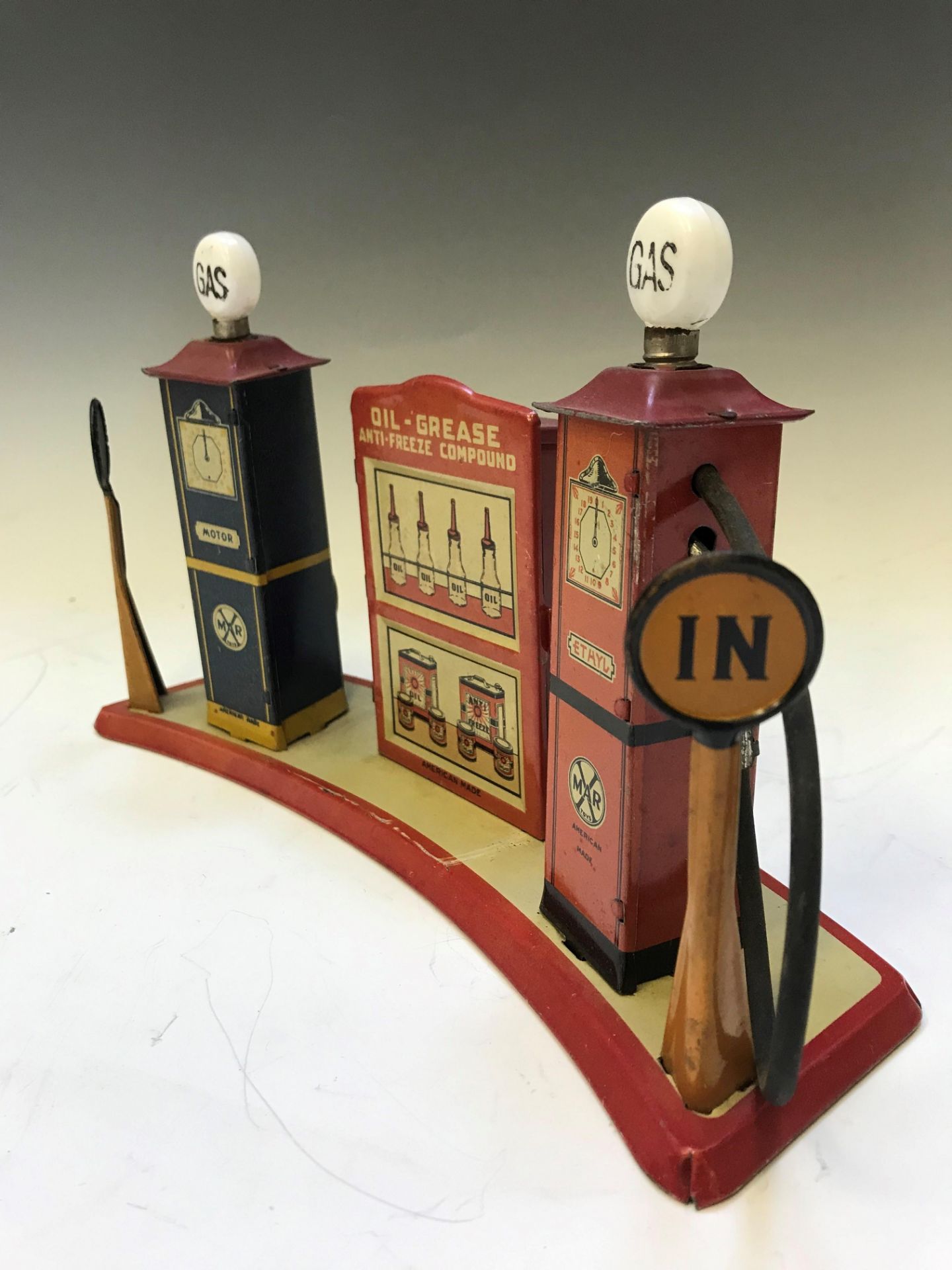 USA, dubbele benzinepomp, Marx Toys, ca. 1930 - Bild 3 aus 4