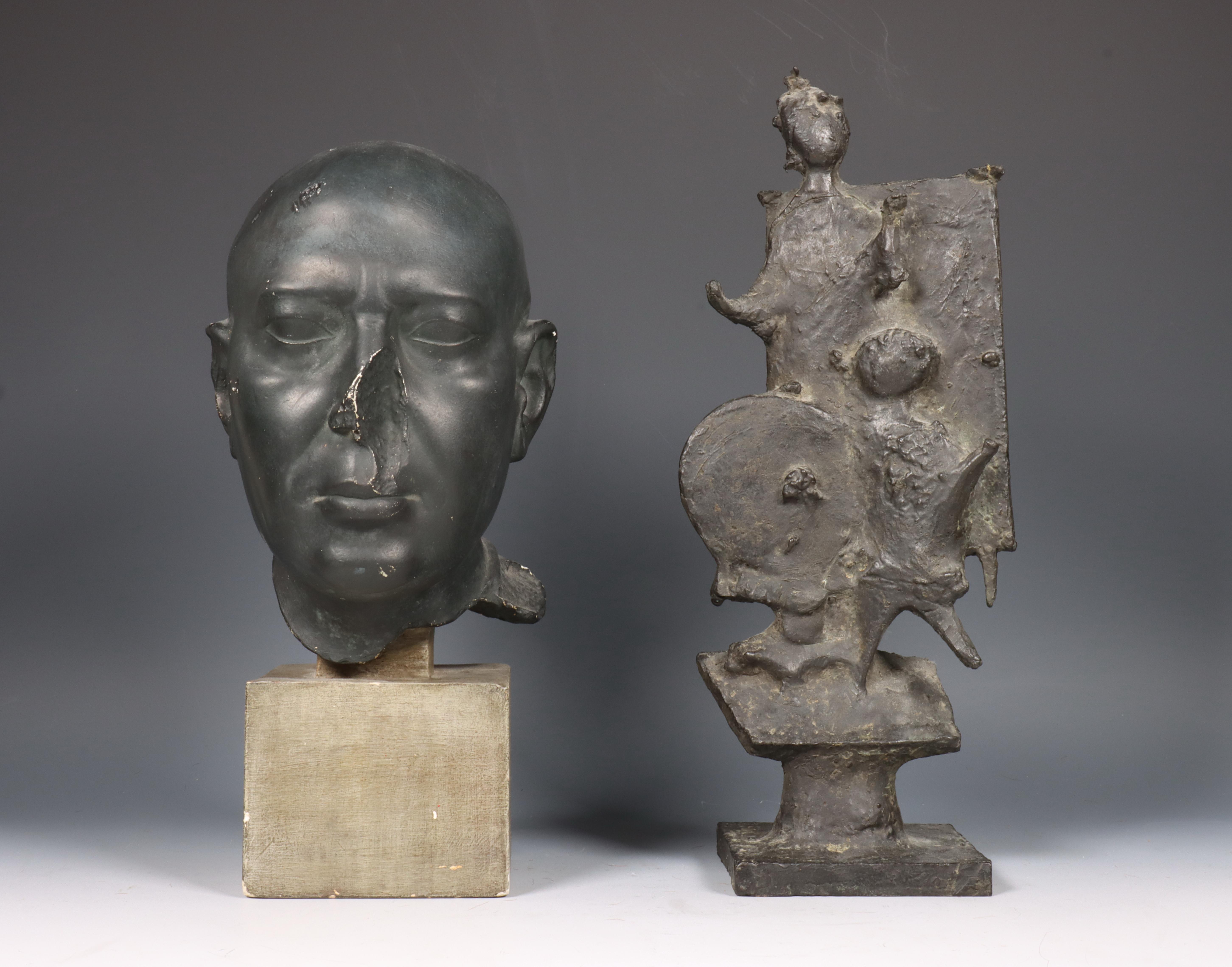 Bronzen sculptuur, ca. 1970 en gipsen museumkopie buste