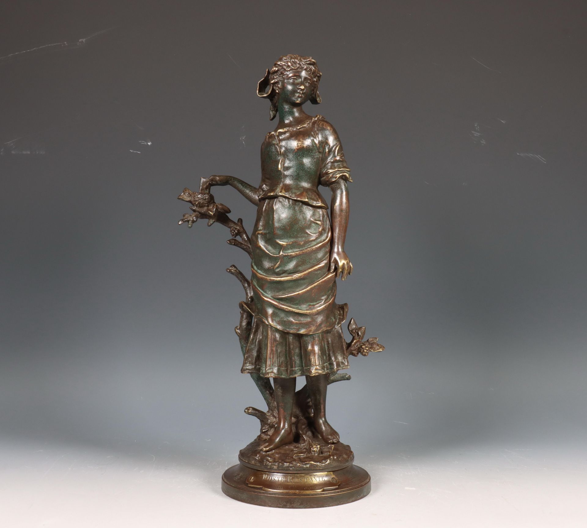 Charles Anfrie (1833-1905), bruin gepatineerd bronzen sculptuur, eind 19e eeuw;