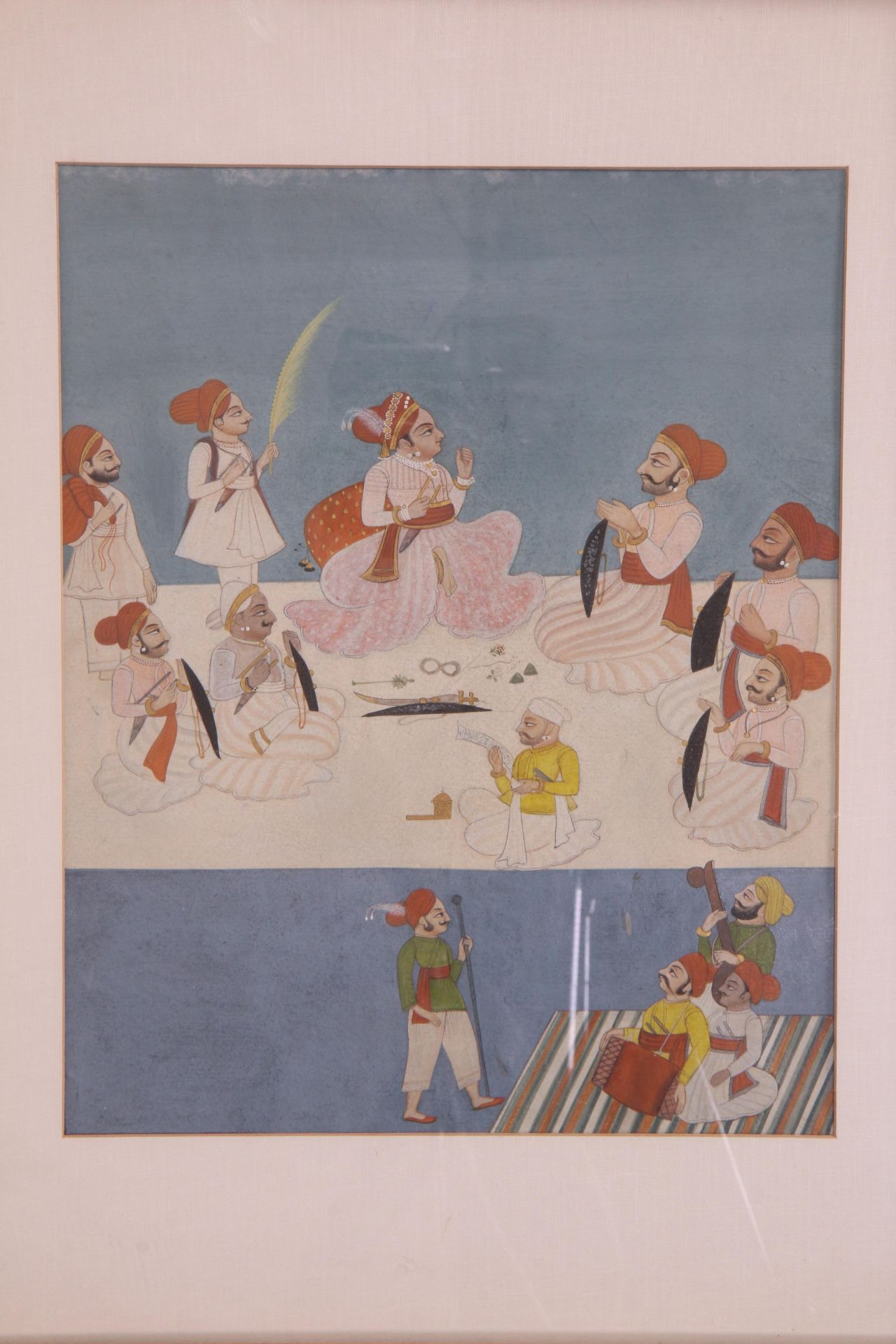 India, Rajasthan, prent `The King and Attendants´, 18e eeuw. - Bild 2 aus 2