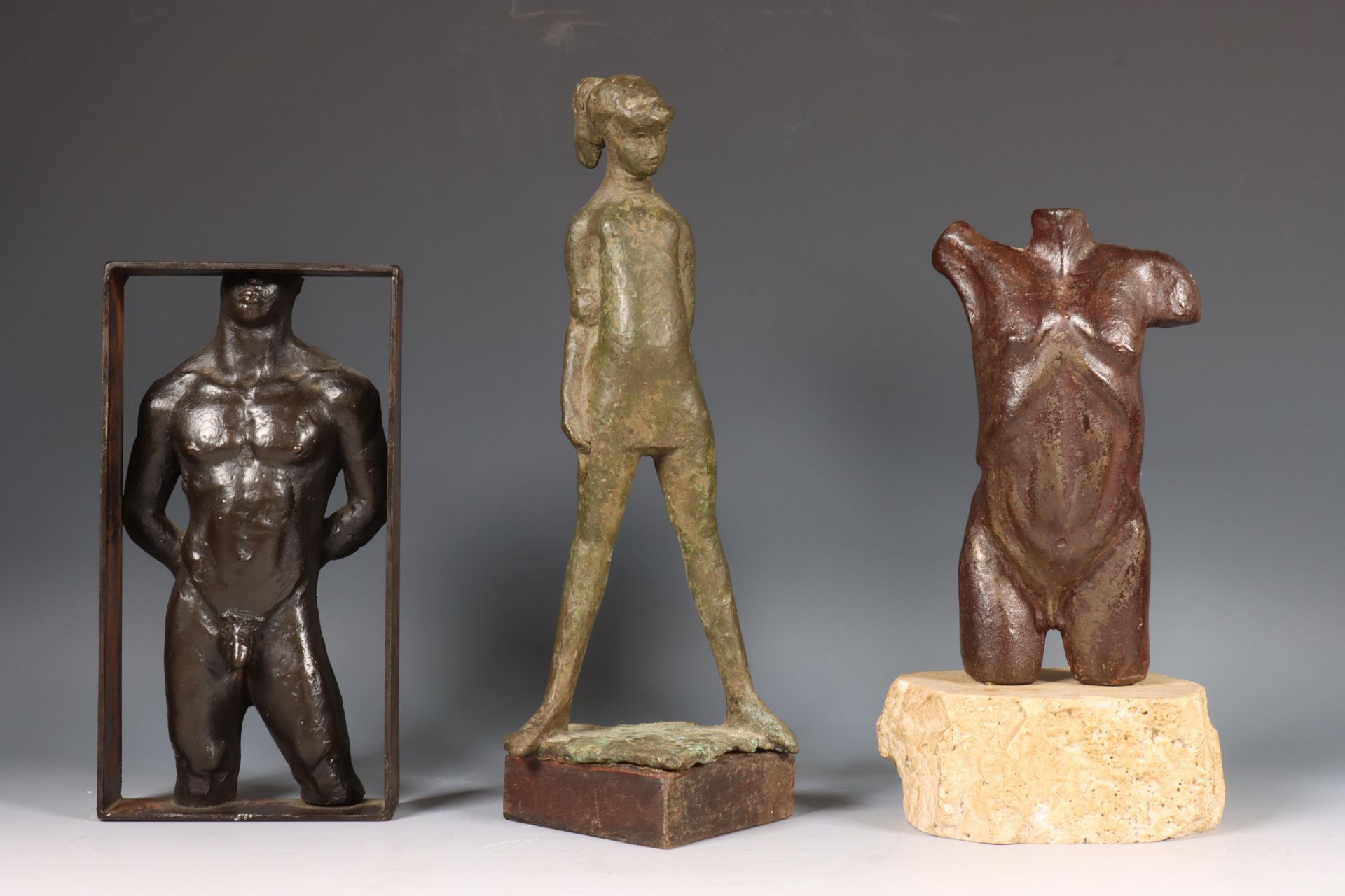 Vier bronzen sculpturen, 20e eeuw