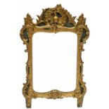 Spiegel in verguld en groen gelakt houten lijst, Rococo, 18e eeuw,