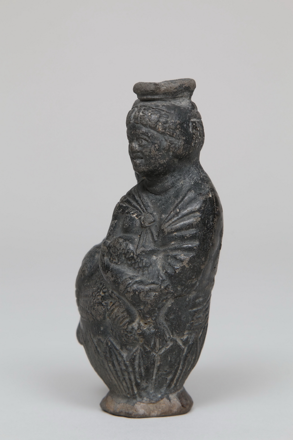 Egypt, black earthenware figure flask, Ptolemaic, 1st century BC - 1st AD., - Image 3 of 9