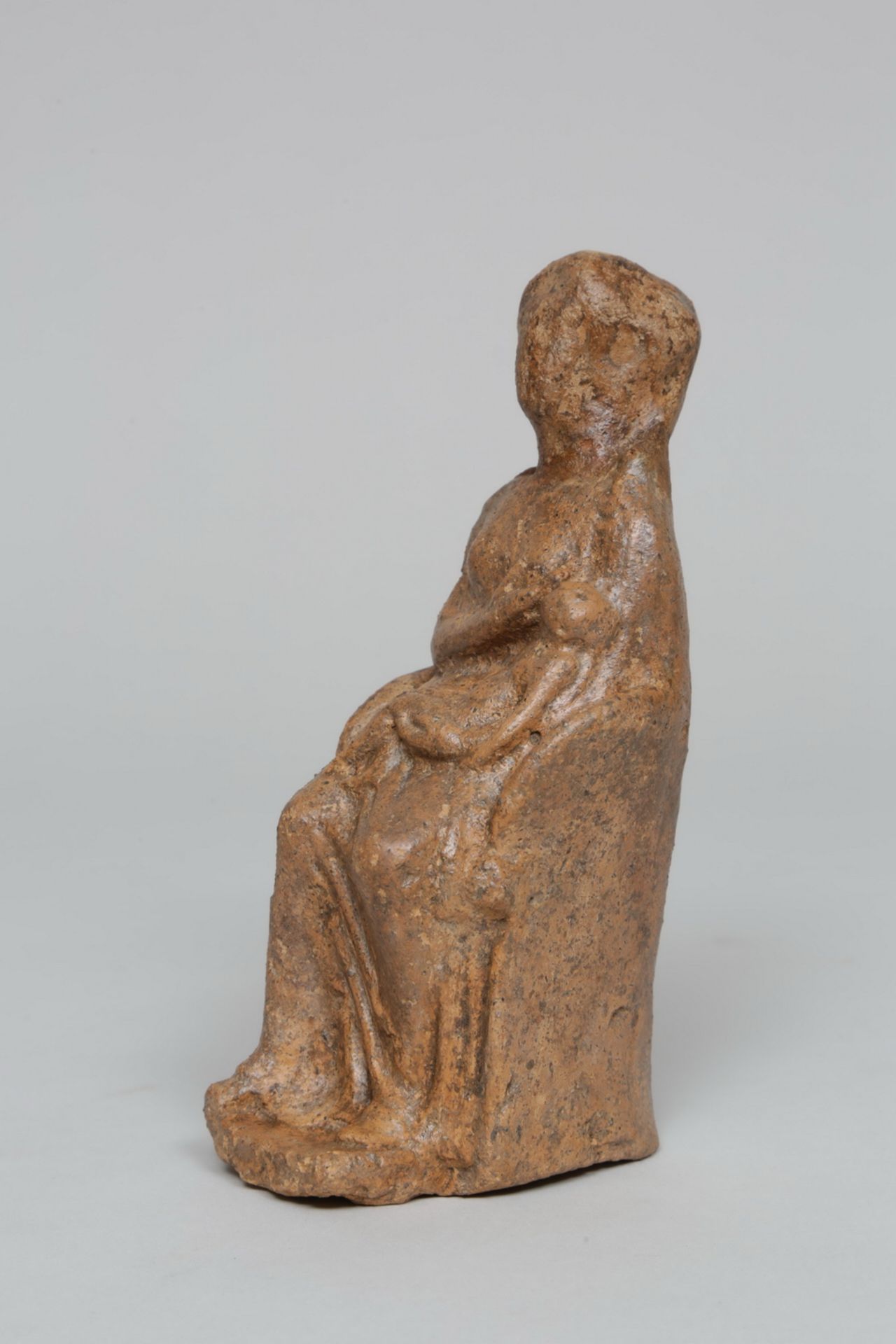A impasto votive statue of a breast feeding seated female figure, possibly Etruscan, 4th - 3rd centu - Image 2 of 3