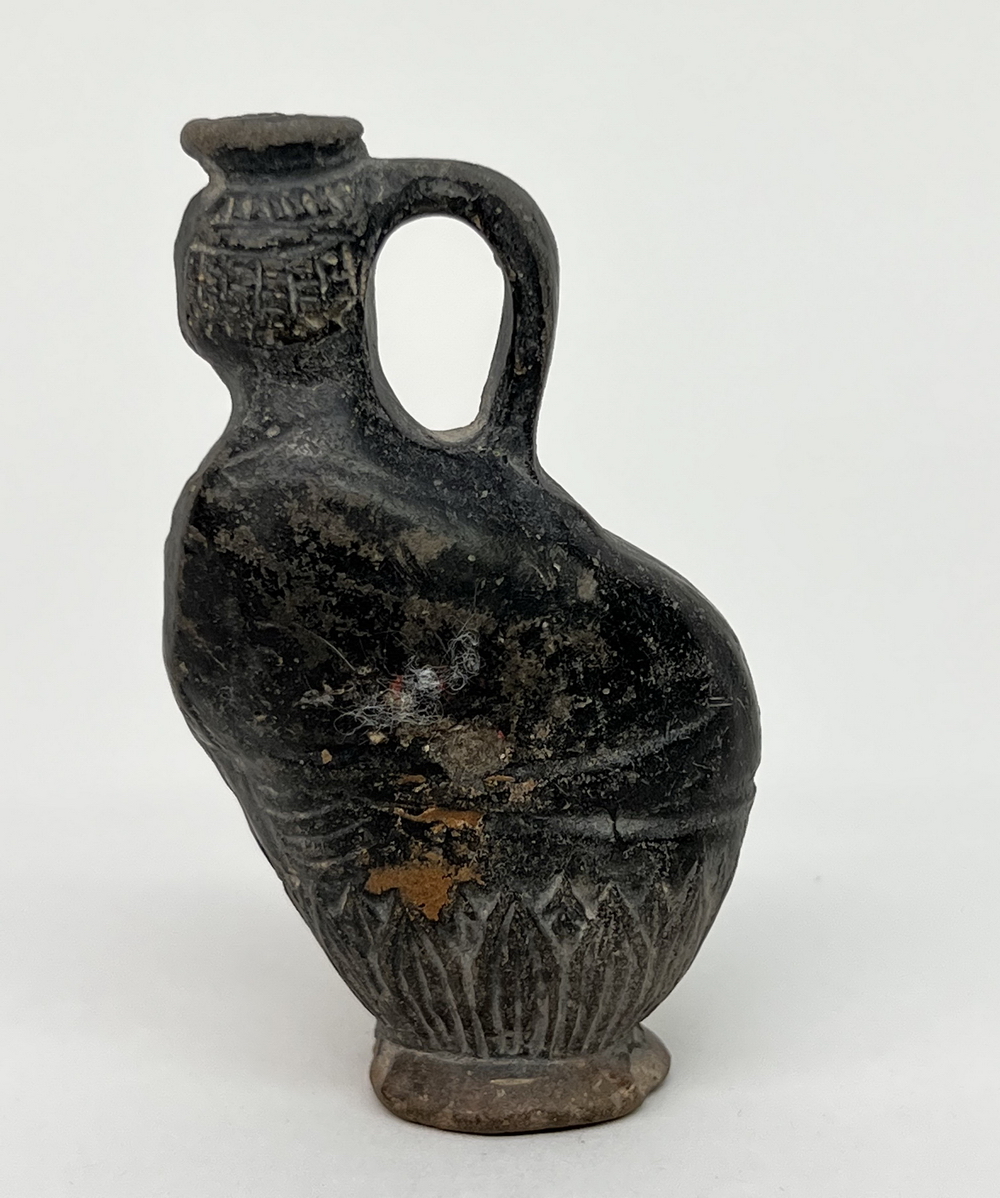 Egypt, black earthenware figure flask, Ptolemaic, 1st century BC - 1st AD., - Image 4 of 9