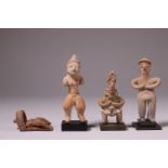 South America, Mexico, Colima, four various terracotta figures, ca. 100 BC - 200 AD,