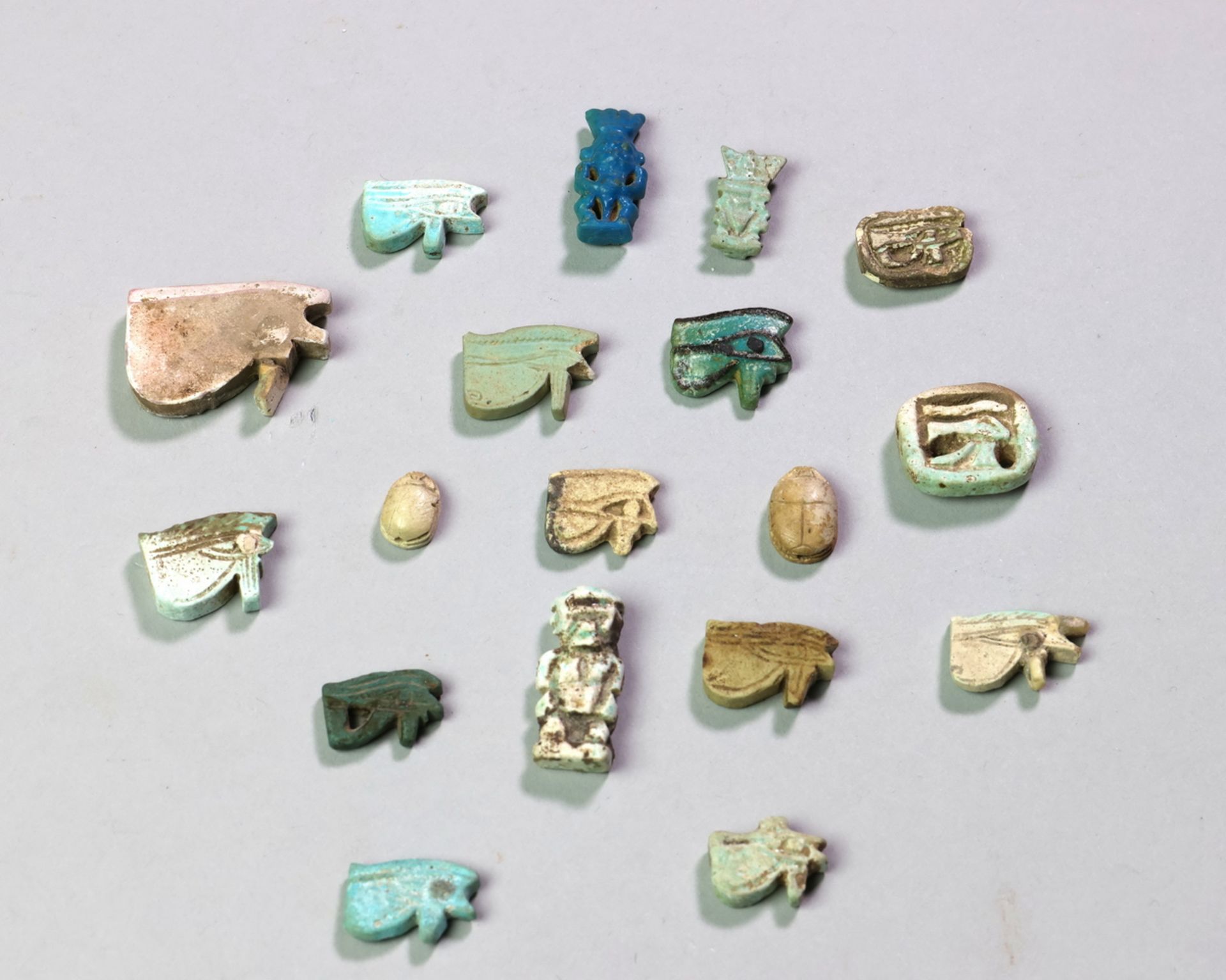 Egypt, a collection of various amulets, Late Period.,