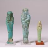 Egypte, two faience Ushabti, Late Periode and one Ptolomeic period.