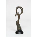 Luristan, bronze handle depicting a dear head, 1000-700 BC.