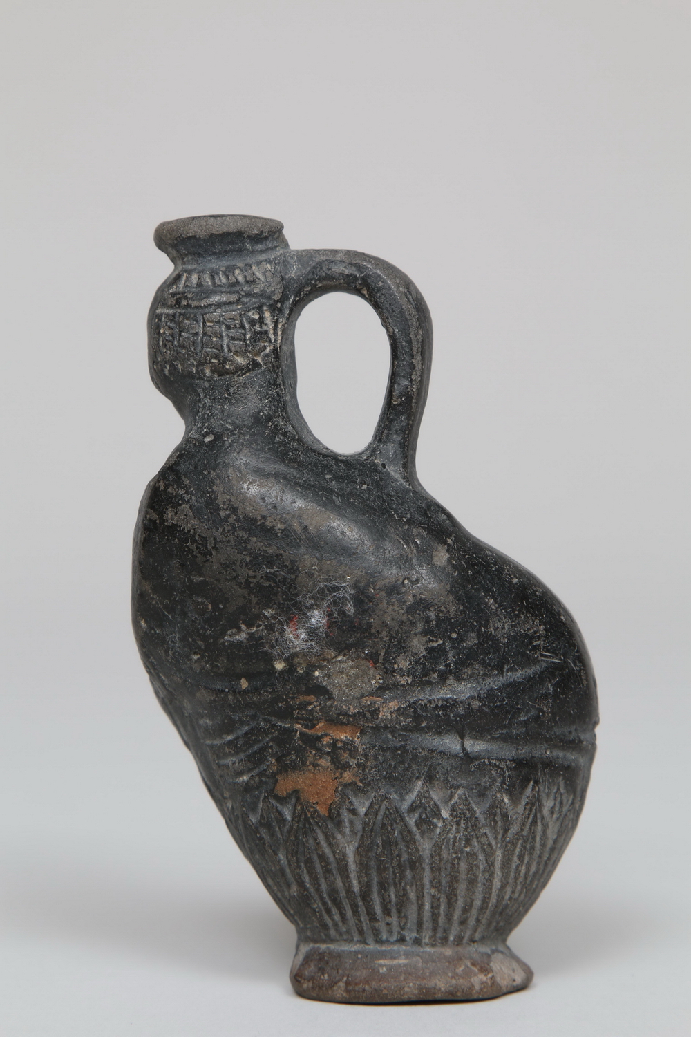Egypt, black earthenware figure flask, Ptolemaic, 1st century BC - 1st AD., - Image 5 of 9