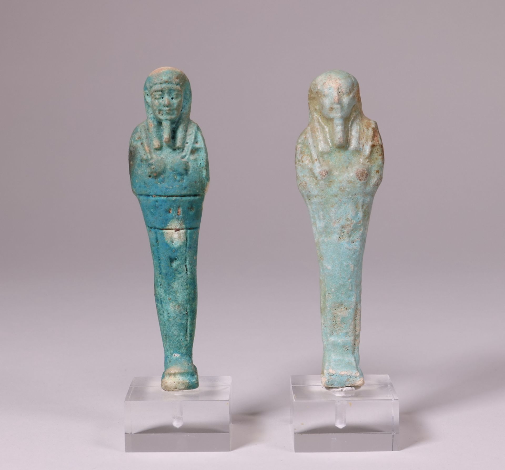 Egypt, two faience Ushabti, Late Period