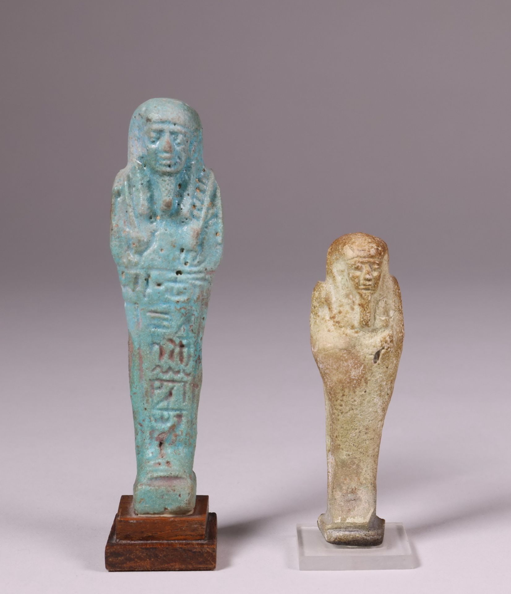 Egypt, two faience Ushabti, Late Period