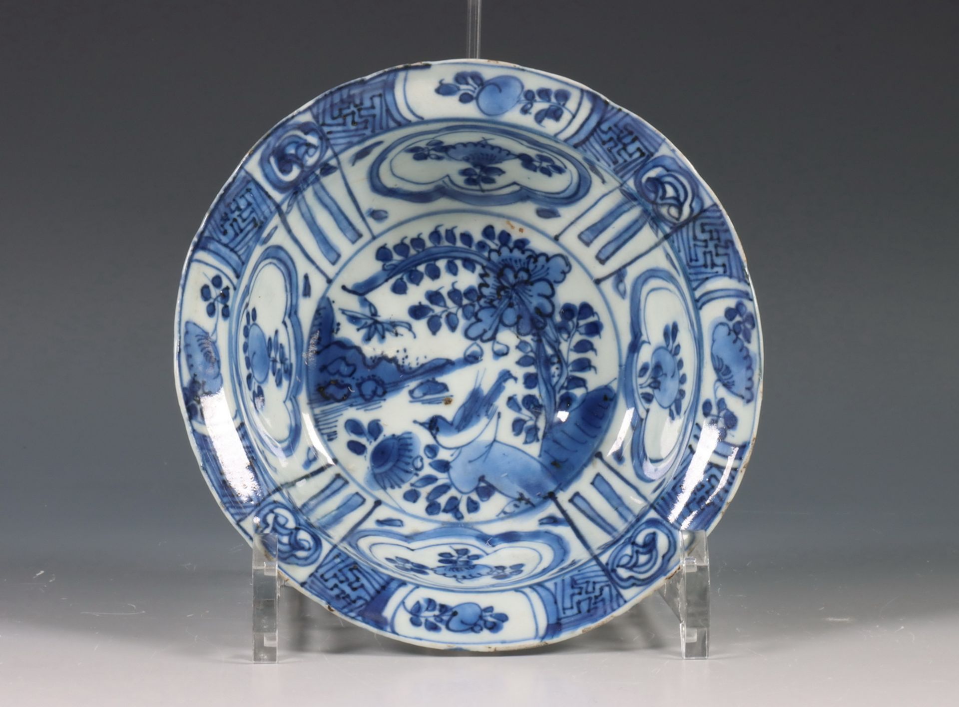 China, blauw-wit 'kraakporseleinen' klapmutskom, Wanli periode (1573-1619), - Bild 7 aus 7