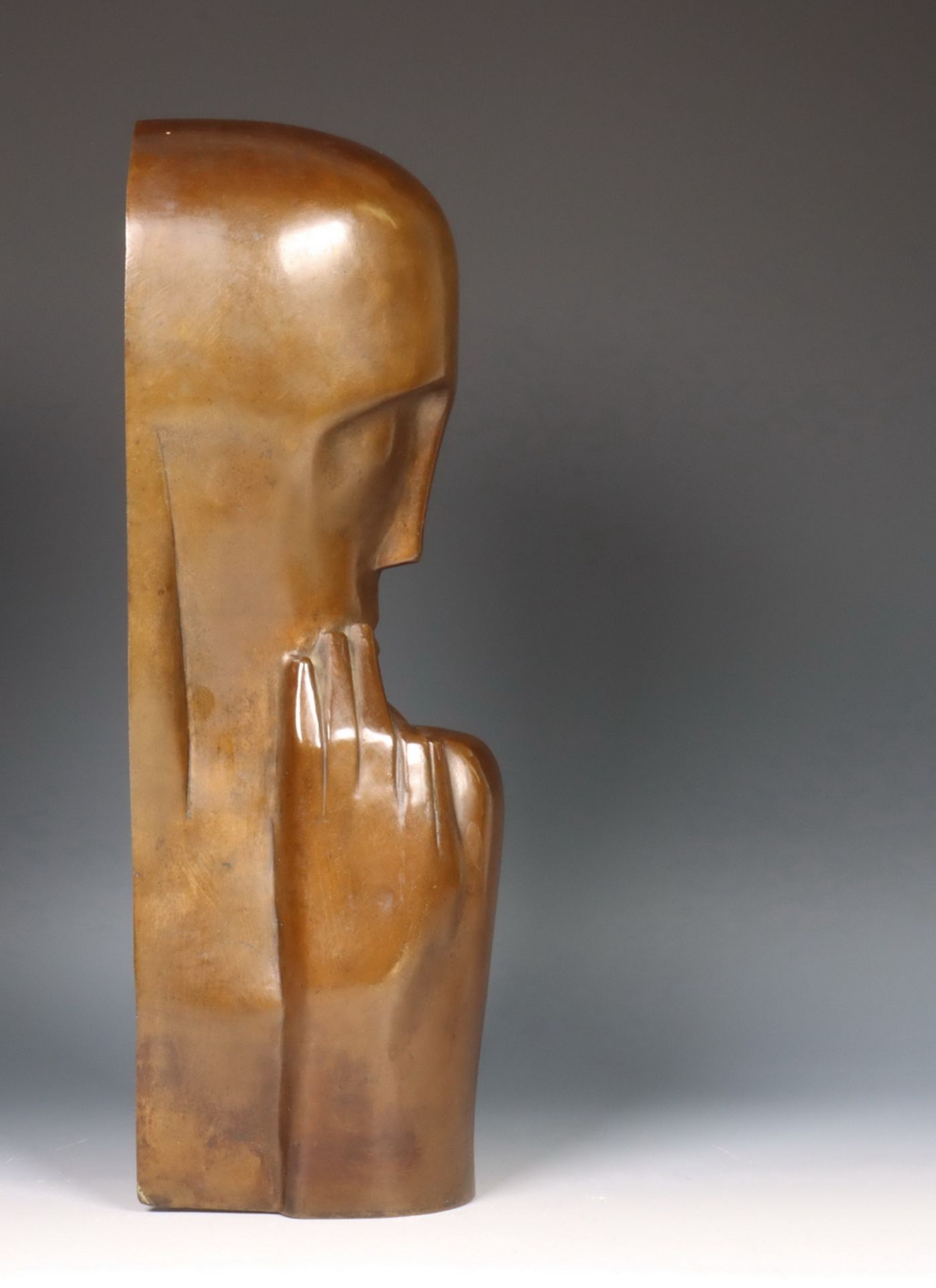 Hendrik (Henk) Chabot (1894-1949) bruin gepatineerd bronzen sculptuur, 'Masker', ca. 1920, - Bild 5 aus 20