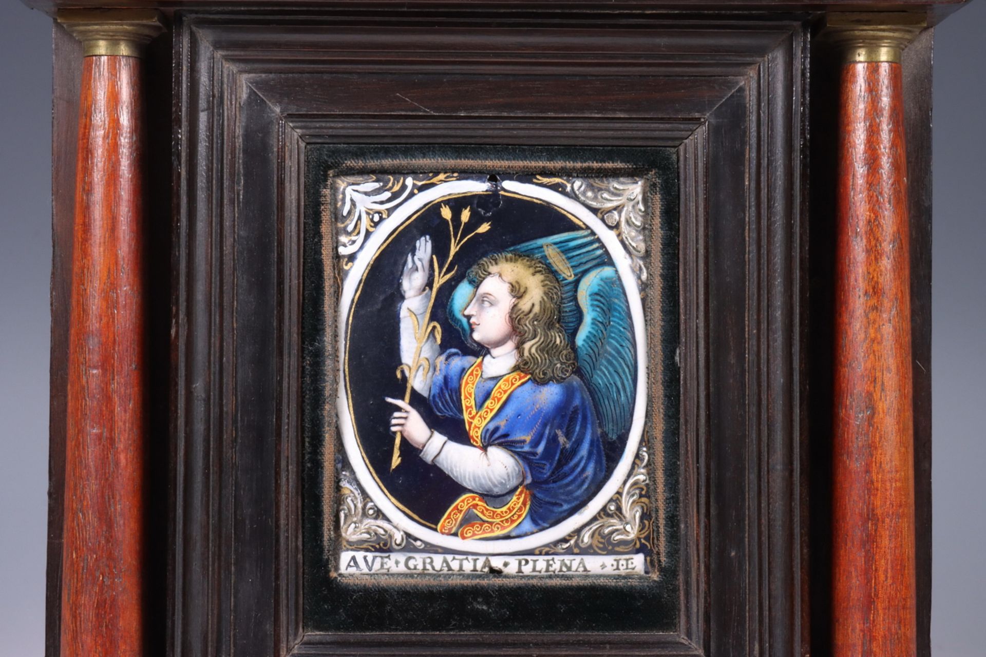 Limoges, emaille plaquette 'Ave Gratia Plena Il', Laudin, ca. 1700, - Bild 2 aus 3