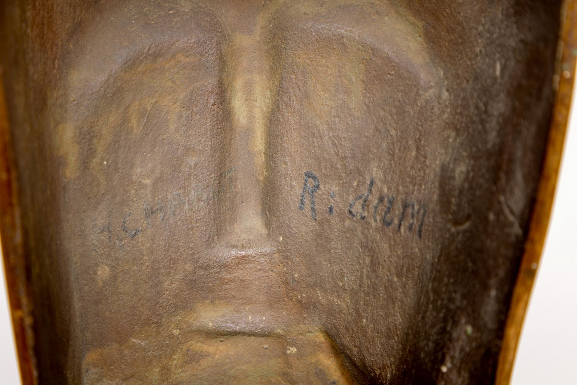 Hendrik (Henk) Chabot (1894-1949) bruin gepatineerd bronzen sculptuur, 'Masker', ca. 1920, - Bild 14 aus 20