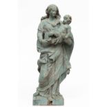 Duitsland, gestoken eikenhouten sculptuur voorstellende Maria met kind,18e eeuw,