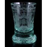 Glass glass with etched decor of various Freemasonry symbols